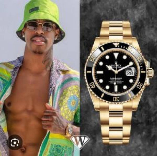 MENS WATCH /ROLLEX SUBMARINER 003 FULL GOLD BLACK DIAL STAINLESS STEEL